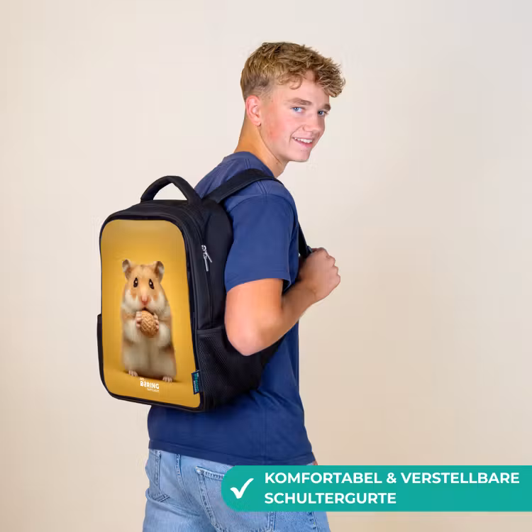 Hamster - Walnoot - Dier Rugzak - Zwart middel -sfeer9_DE