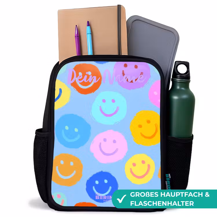 Vrolijk patroon van smileys Rugzak - Zwart middel -inhoud_DE