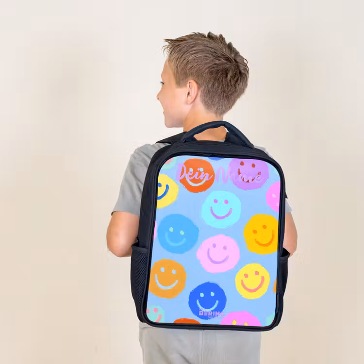 Vrolijk patroon van smileys Rugzak - Zwart middel -sfeer2