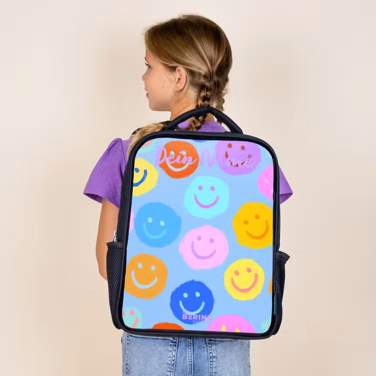 Vrolijk patroon van smileys Rugzak - Zwart middel -sfeer5