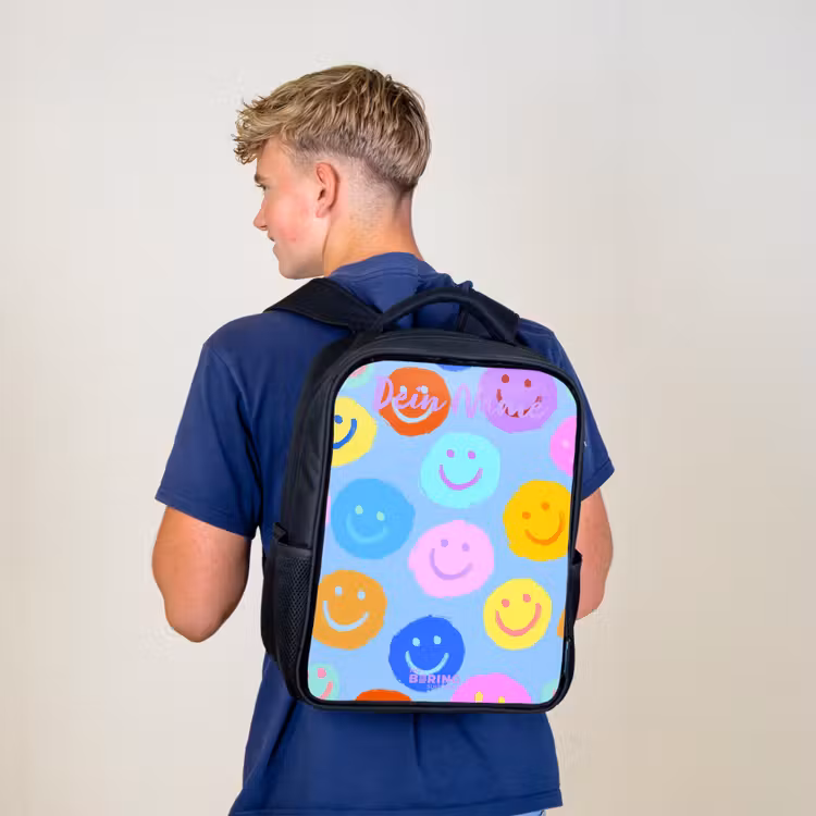 Vrolijk patroon van smileys Rugzak - Zwart middel -sfeer8