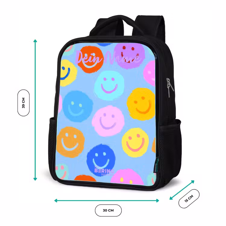 Vrolijk patroon van smileys Rugzak - Zwart middel -productfoto_formaten