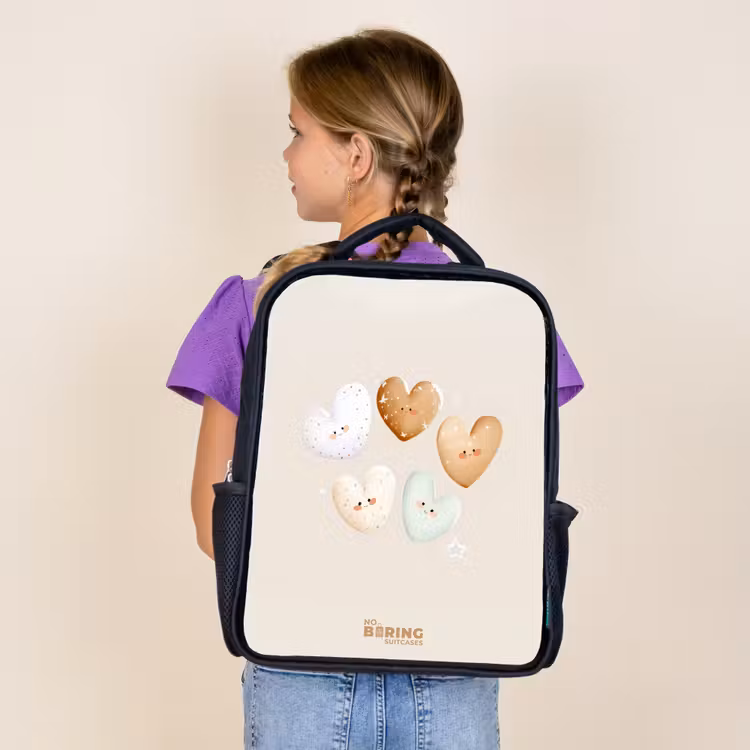 Hartjes in zachte beige tinten Rugzak - Zwart middel -sfeer5