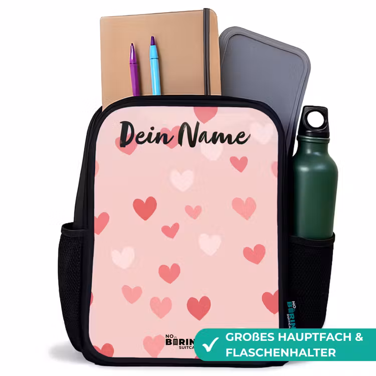 Hartjes - Patroon - Roze Rugzak - Zwart middel -inhoud_DE