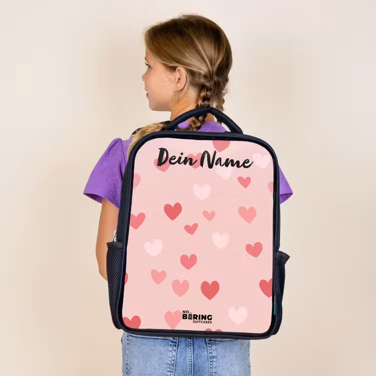 Hartjes - Patroon - Roze Rugzak - Zwart middel -sfeer5