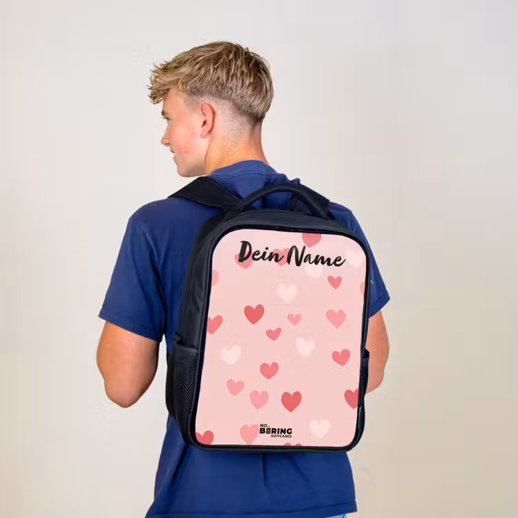 Hartjes - Patroon - Roze Rugzak - Zwart middel -sfeer8