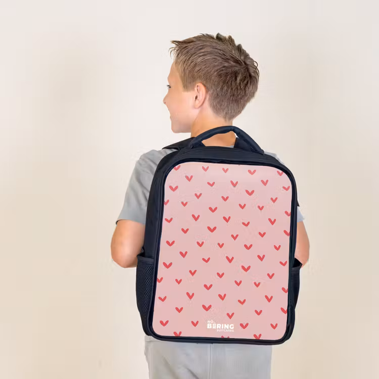 Hartjespatroon met roze kleuren Rugzak - Zwart middel -sfeer2