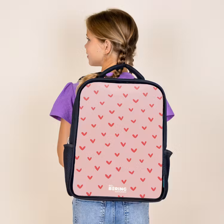 Hartjespatroon met roze kleuren Rugzak - Zwart middel -sfeer5