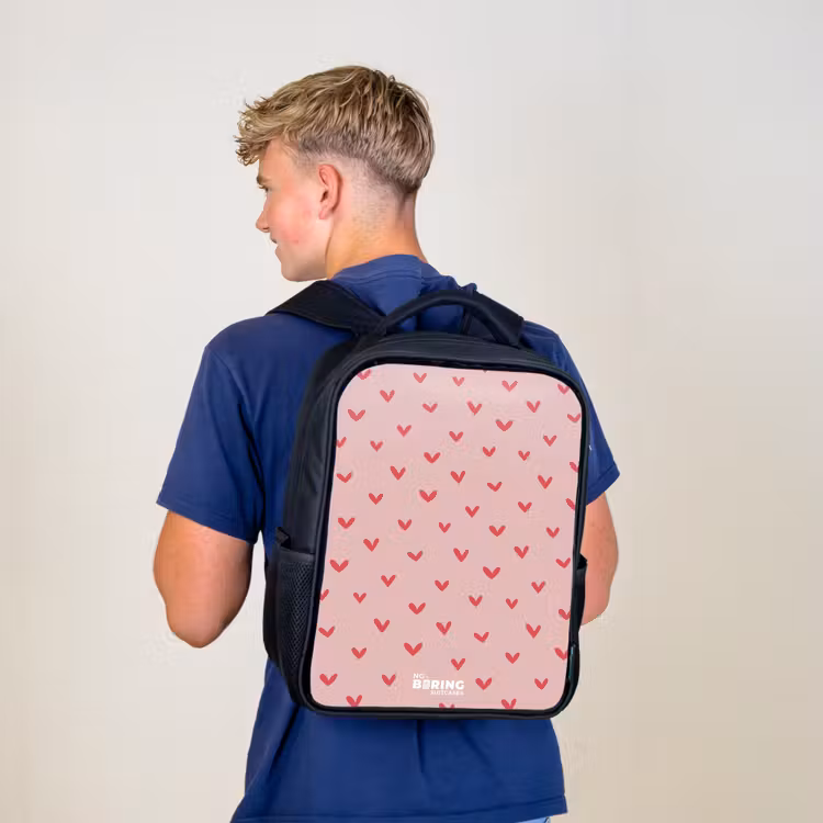 Hartjespatroon met roze kleuren Rugzak - Zwart middel -sfeer8