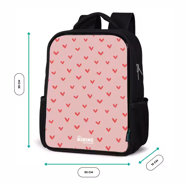 Hartjespatroon met roze kleuren Rugzak - Zwart middel -productfoto_formaten