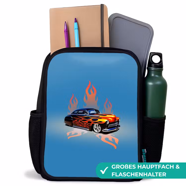 Hotrod flames Rugzak - Zwart middel -inhoud_DE