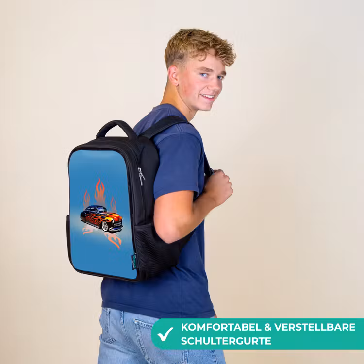 Hotrod flames Rugzak - Zwart middel -sfeer9_DE