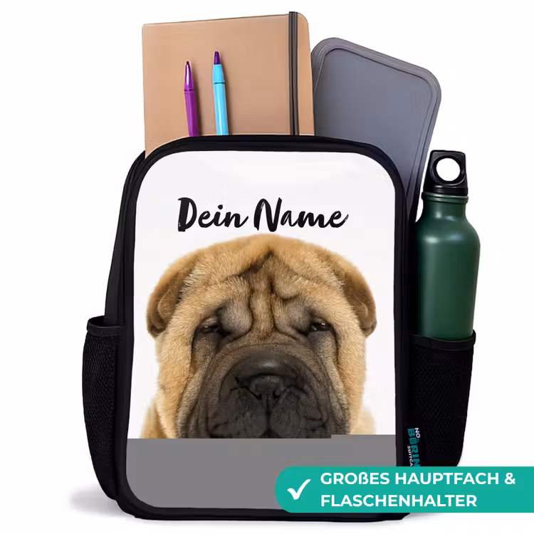 Hondje met Boos Hoofd Rugzak - Zwart middel -inhoud_DE