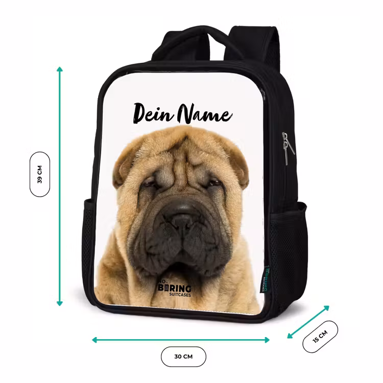 Hondje met Boos Hoofd Rugzak - Zwart middel -productfoto_formaten