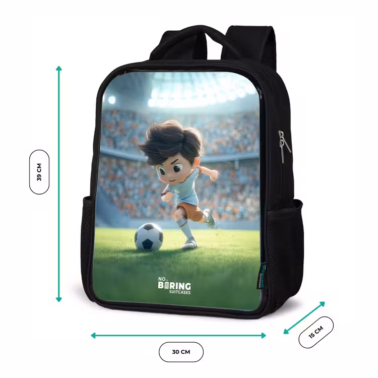 Jongen - Voetbal - Stadion - Zonlicht Rugzak - Zwart middel -productfoto_formaten