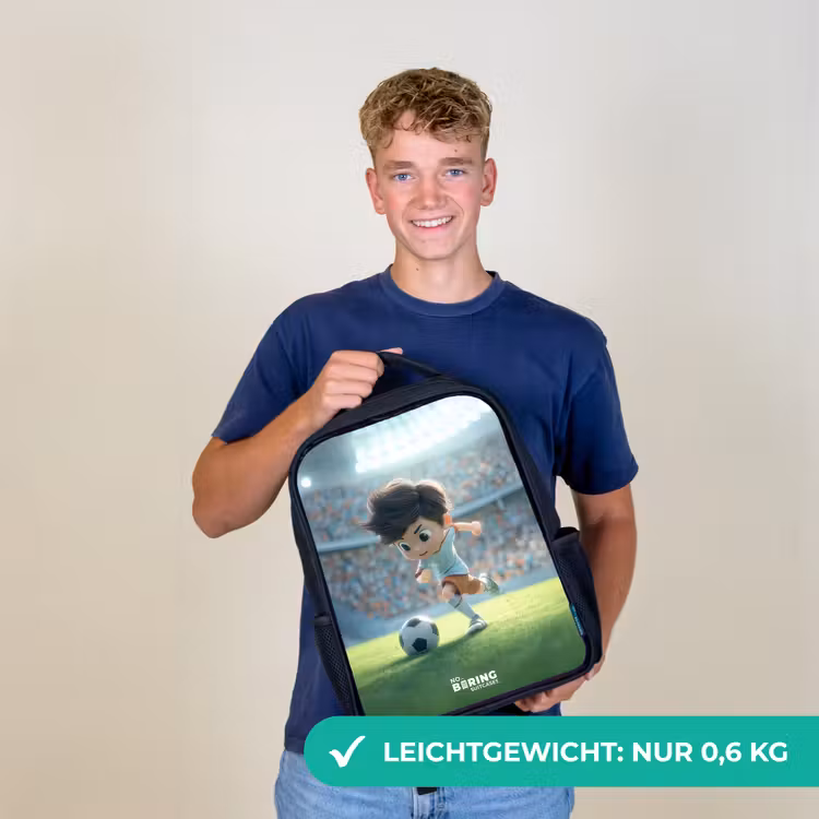 Jongen - Voetbal - Stadion - Zonlicht Rugzak - Zwart middel -sfeer7_DE