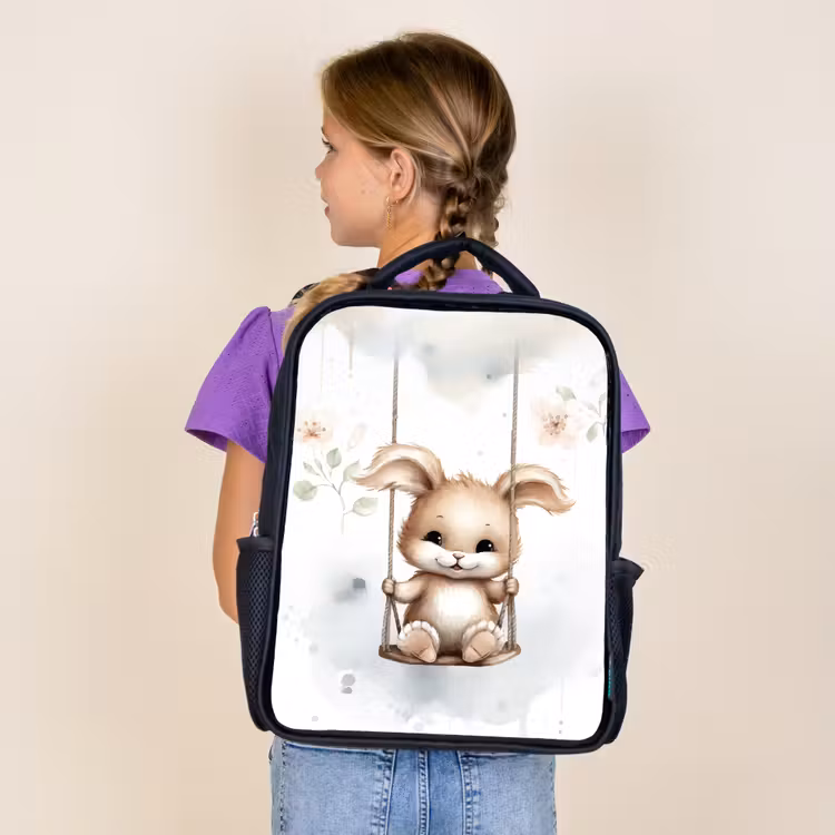Konijn - Baby dier - Kinderen Rugzak - Zwart middel -sfeer5