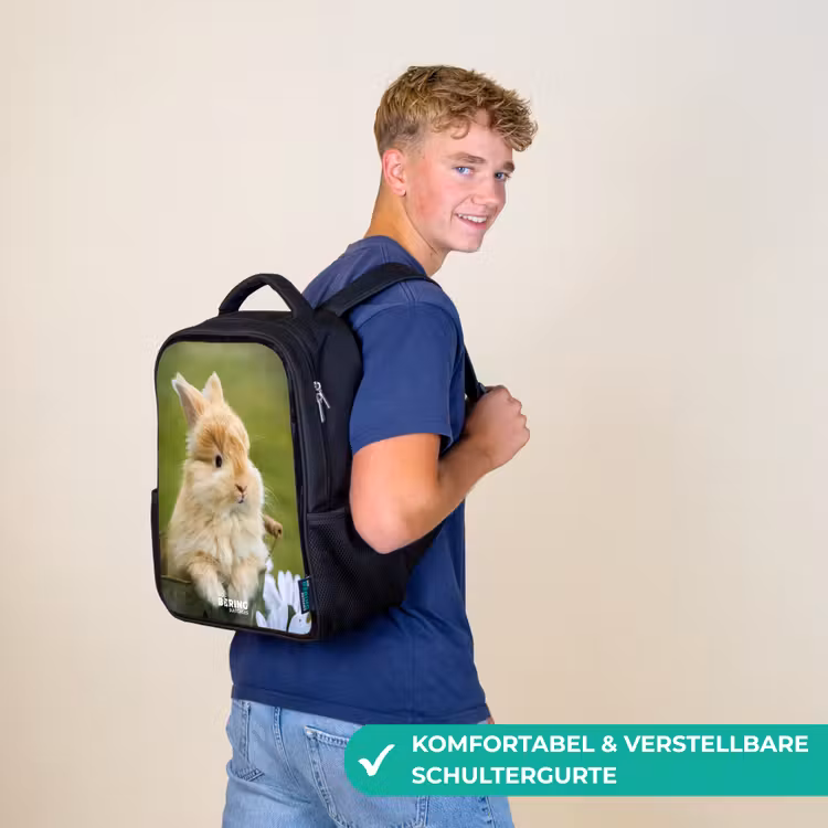 Konijn in bloempot Rugzak - Zwart middel -sfeer9_DE