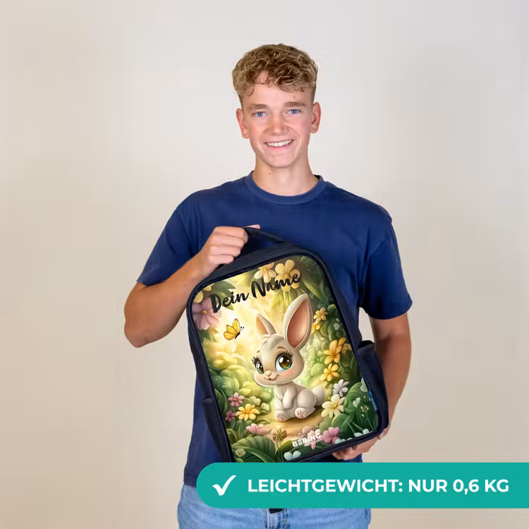Konijn - Zonlicht - Sprookjesachtig - Vlinder Rugzak - Zwart middel -sfeer7_DE