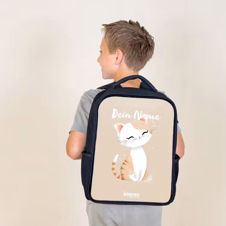 Kitten in de kleuren beige en wit Rugzak - Zwart middel -sfeer2