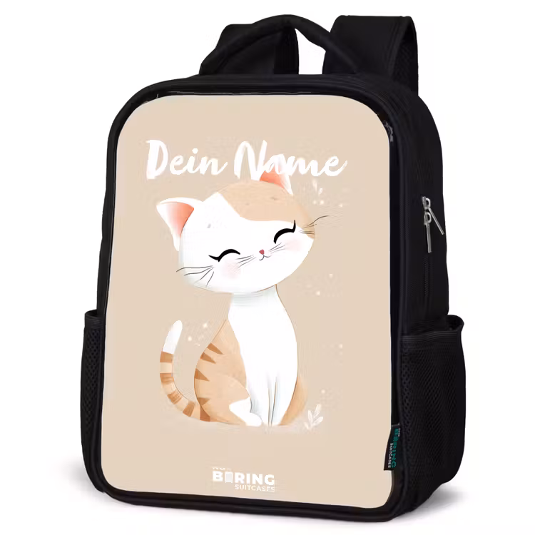 Kitten in de kleuren beige en wit Rugzak - Zwart middel -schuin