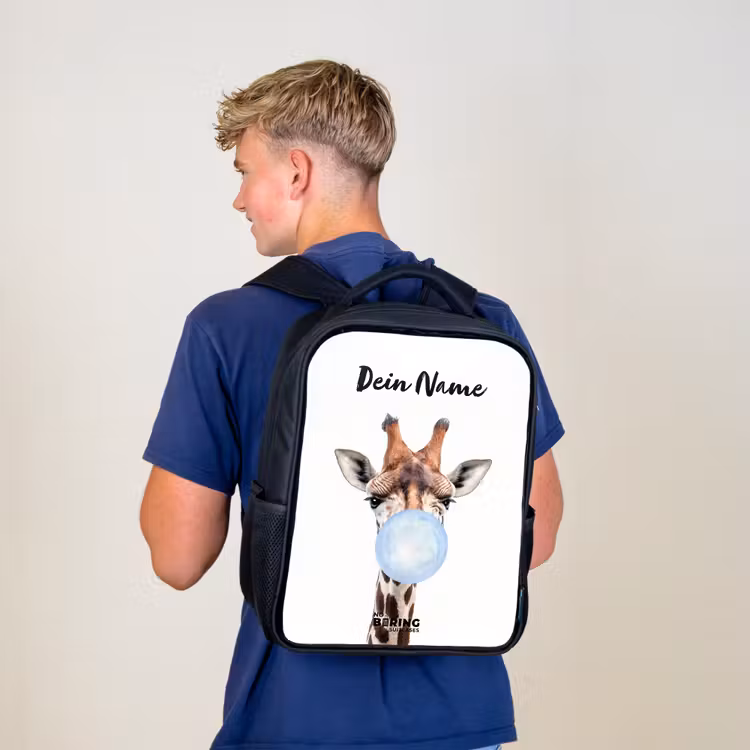 Kauwende Kobus blauw Rugzak - Zwart middel -sfeer8
