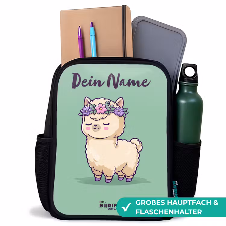 Kawai - Alpaca - Groen Rugzak - Zwart middel -inhoud_DE