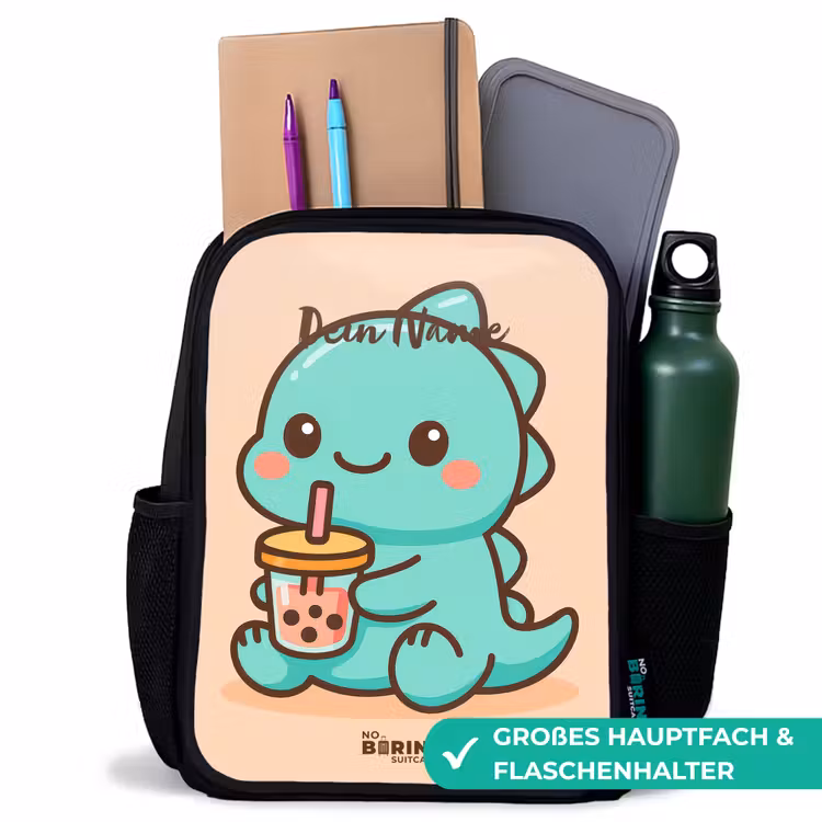 Kawai - Dino - Bubbletea Rugzak - Zwart middel -inhoud_DE