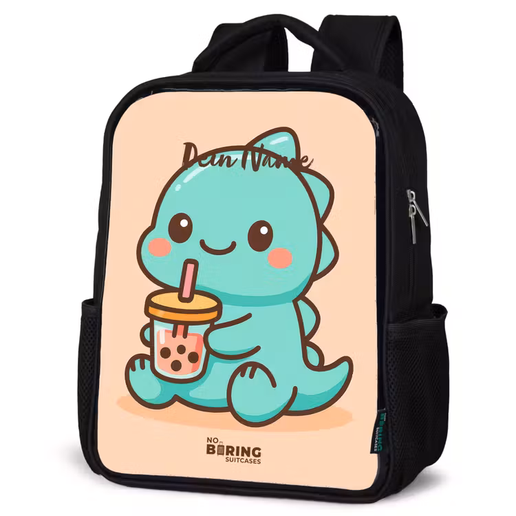 Kawai - Dino - Bubbletea Rugzak - Zwart middel -schuin