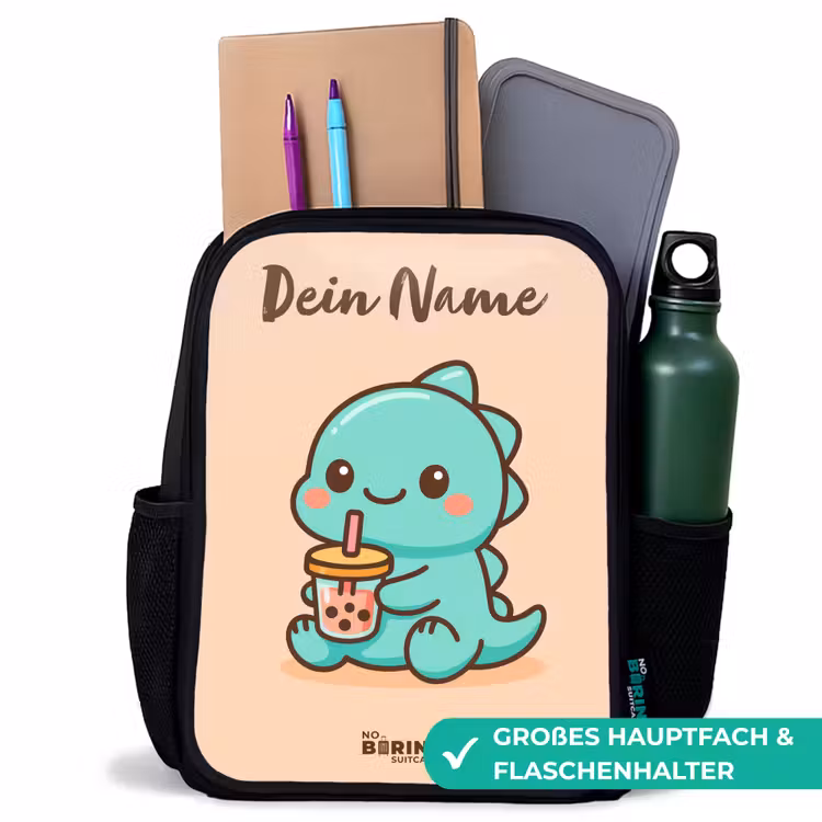 Kawai - Dino - Bubbletea Rugzak - Zwart middel -inhoud_DE