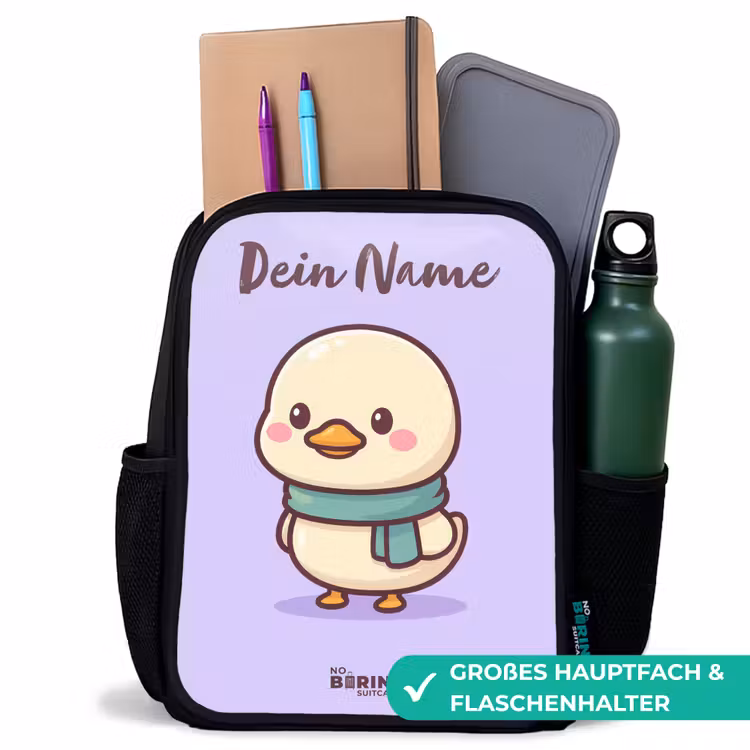 Kawai - Eend - Sjaal Rugzak - Zwart middel -inhoud_DE