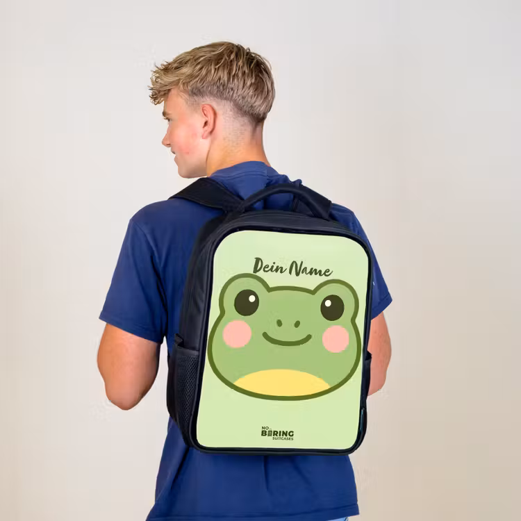 Kawai - Kikker - Groen Rugzak - Zwart middel -sfeer8