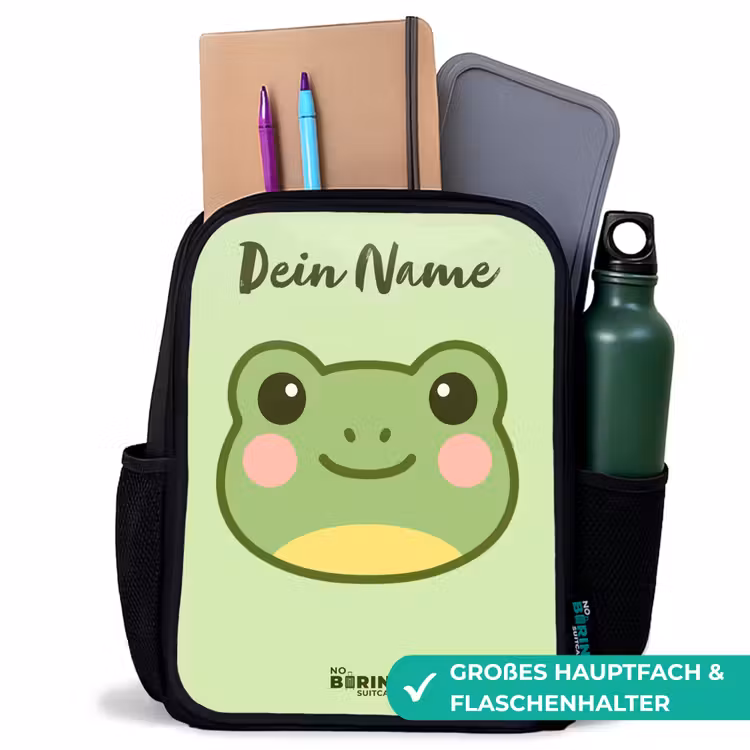 Kawai - Kikker - Groen Rugzak - Zwart middel -inhoud_DE
