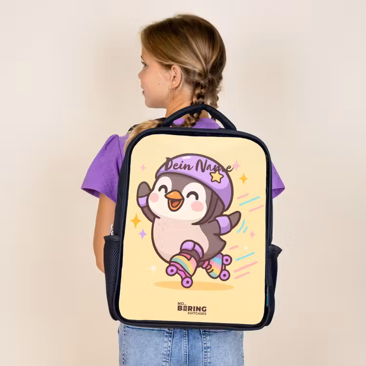 Kawai - Pinguin - Rolschaatsen Rugzak - Zwart middel -sfeer5