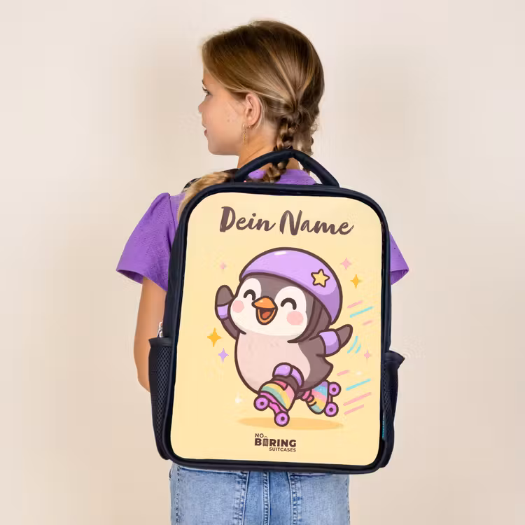 Kawai - Pinguin - Rolschaatsen Rugzak - Zwart middel -sfeer5