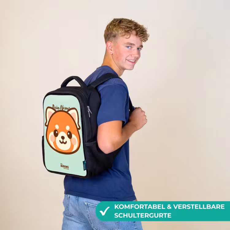Kawai - Rode panda - Groen Rugzak - Zwart middel -sfeer9_DE