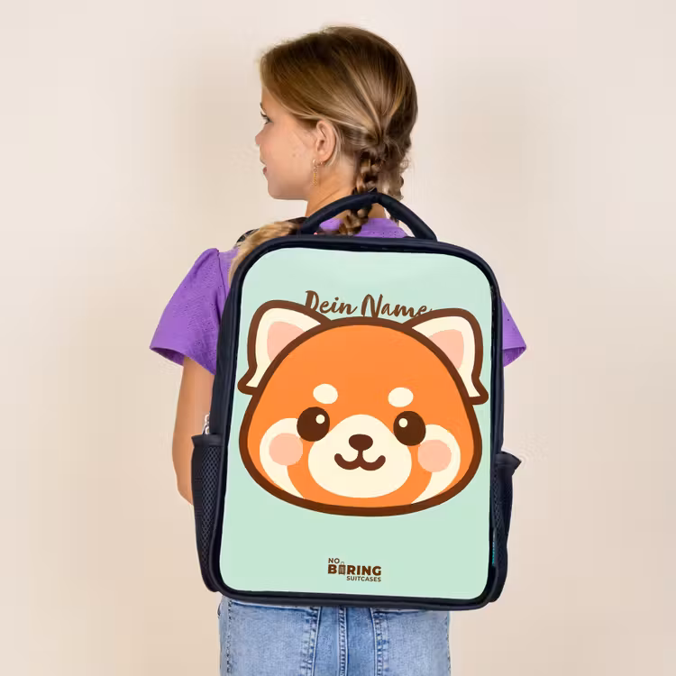 Kawai - Rode panda - Groen Rugzak - Zwart middel -sfeer5