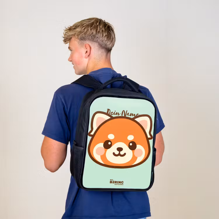 Kawai - Rode panda - Groen Rugzak - Zwart middel -sfeer8