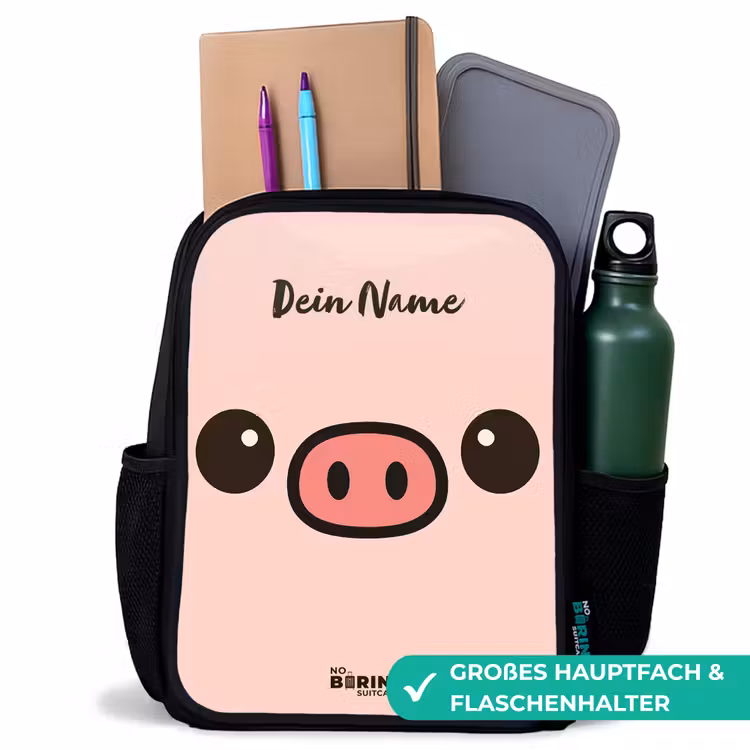Kawai - Varken - Roze Rugzak - Zwart middel -inhoud_DE