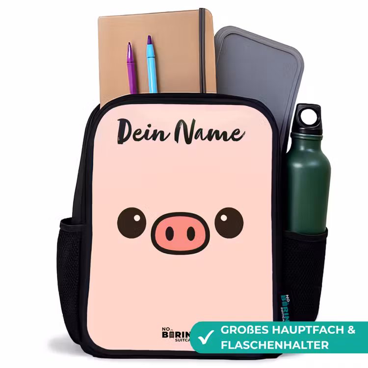 Kawai - Varken - Roze Rugzak - Zwart middel -inhoud_DE