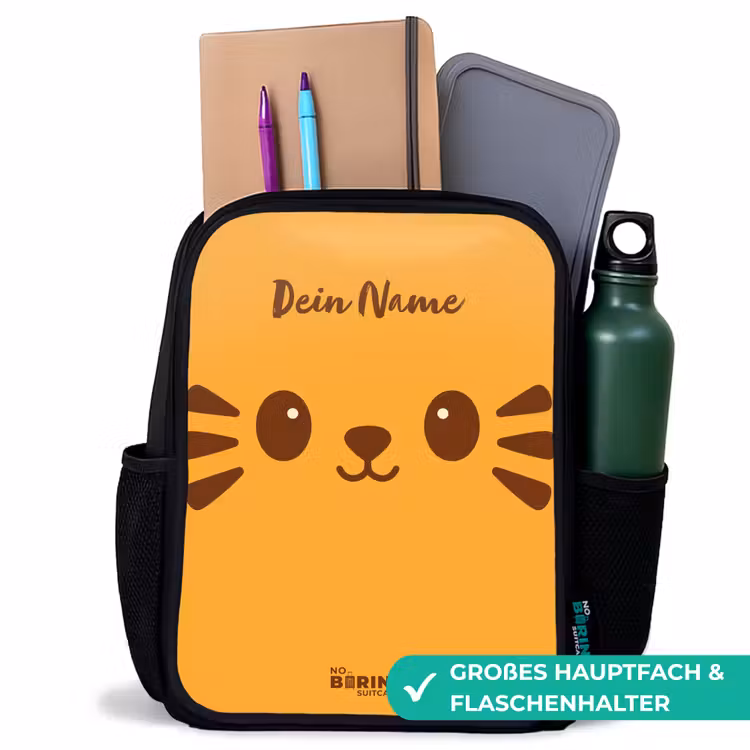 Kawai - Tijger - Oranje Rugzak - Zwart middel -inhoud_DE