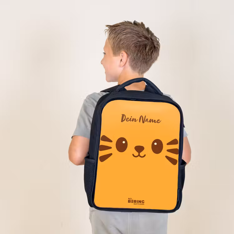 Kawai - Tijger - Oranje Rugzak - Zwart middel -sfeer2
