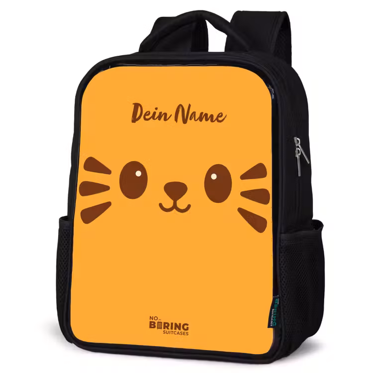 Kawai - Tijger - Oranje Rugzak - Zwart middel -schuin