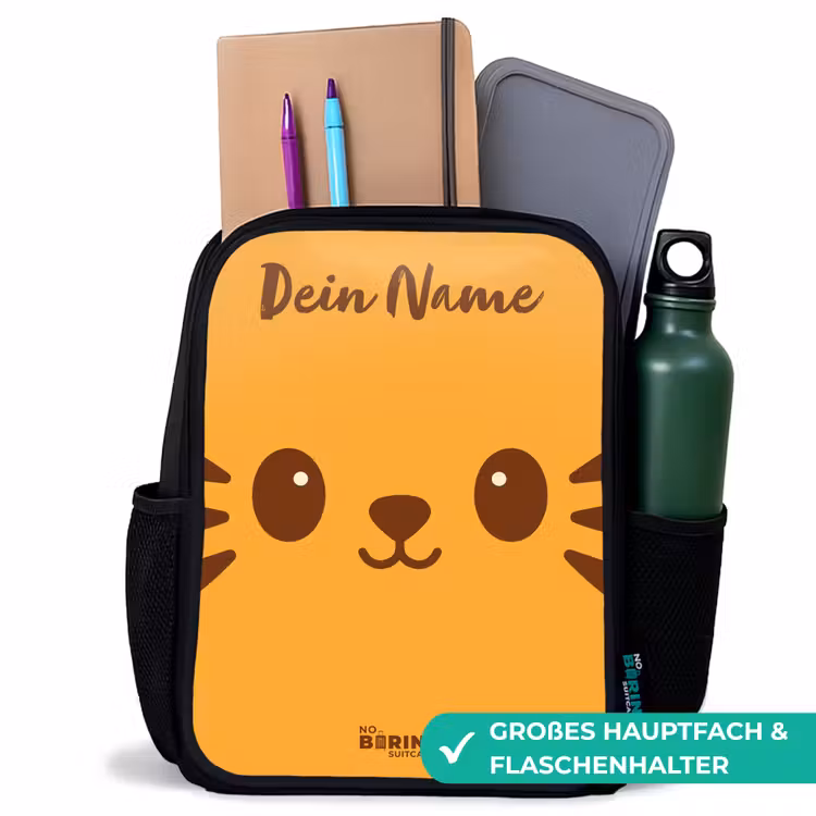 Kawai - Tijger - Oranje Rugzak - Zwart middel -inhoud_DE