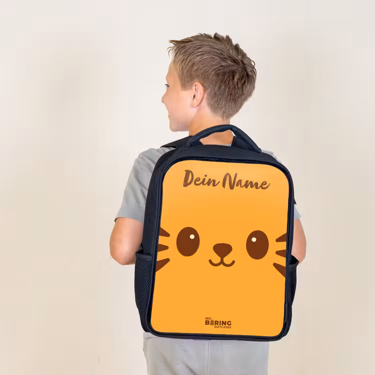 Kawai - Tijger - Oranje Rugzak - Zwart middel -sfeer2