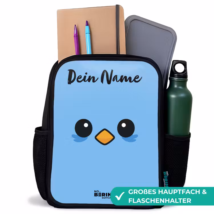 Kawai - Vogel - Blauw Rugzak - Zwart middel -inhoud_DE
