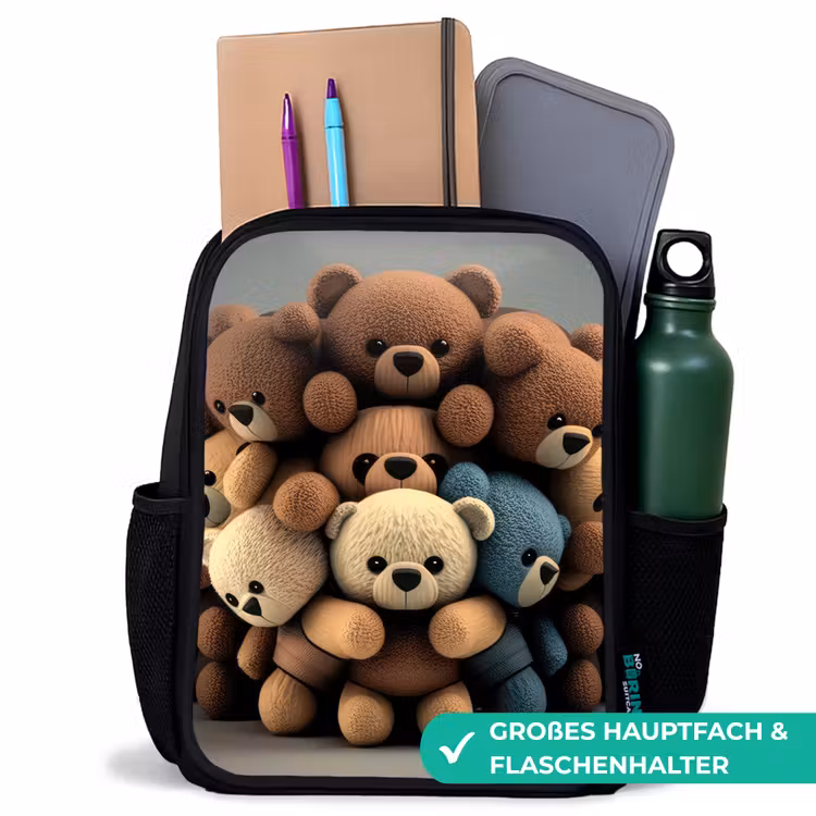 Knuffelberen Rugzak - Zwart middel -inhoud_DE