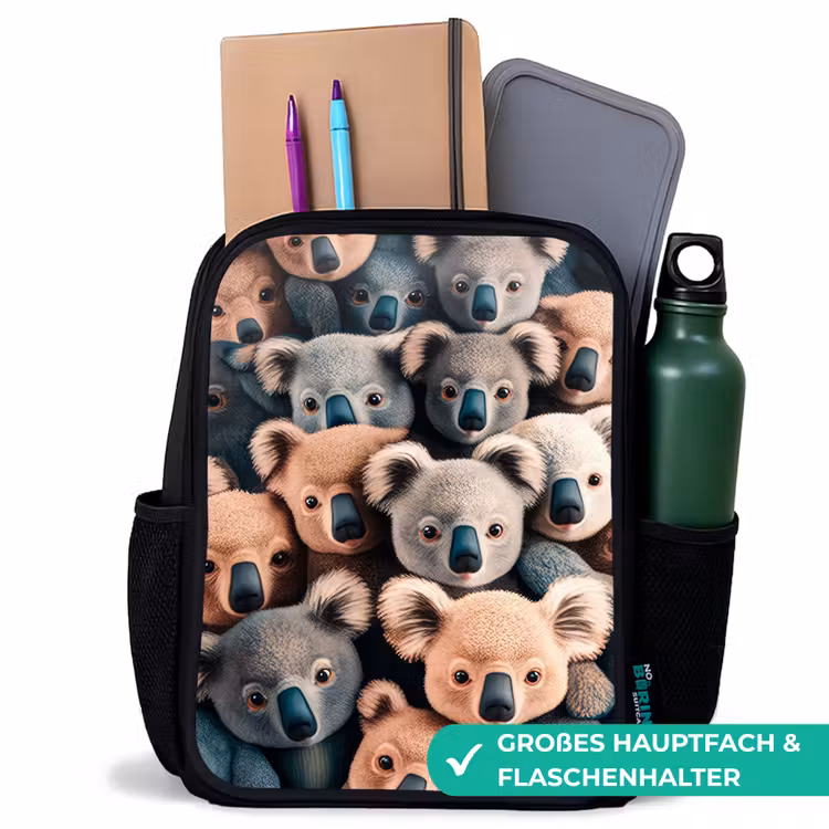 Koala Kapriolen Rugzak - Zwart middel -inhoud_DE