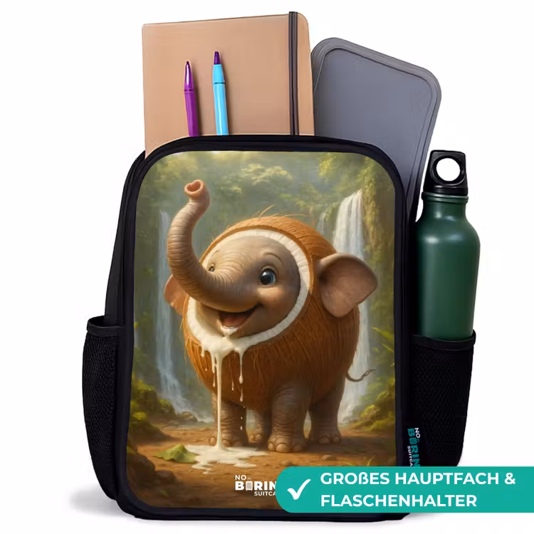 Coconote Elephante Rugzak - Zwart middel -inhoud_DE