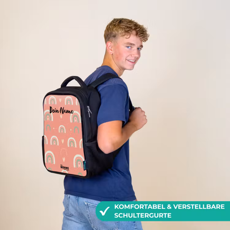 Koraal kleurenbogen Rugzak - Zwart middel -sfeer9_DE